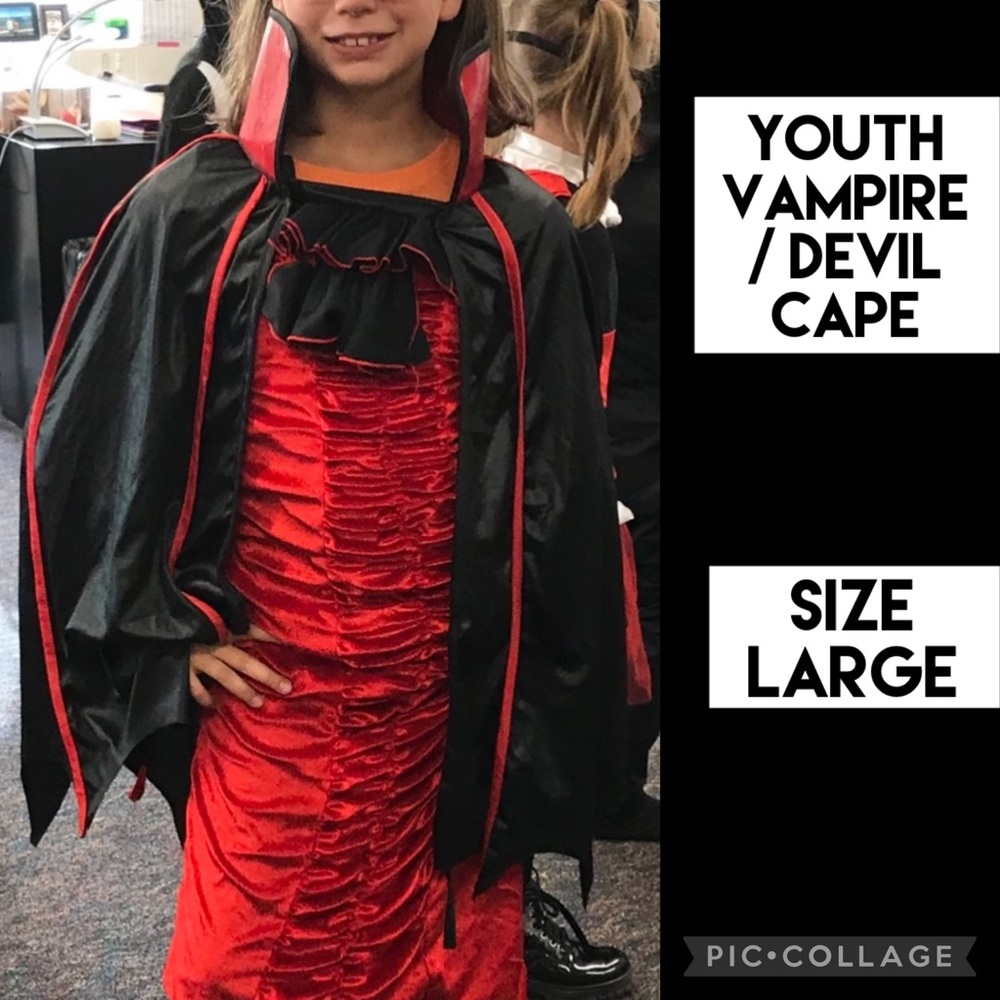 VAMPIRE COUNT Dracula Devil Cape Ruffle Collar PMG Halloween Costume YOUTH L